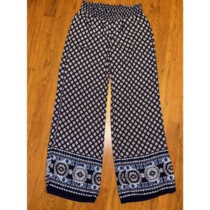 M. Fasis Women's Blue Palazzo Pants - Size medium- Elastic Waist.